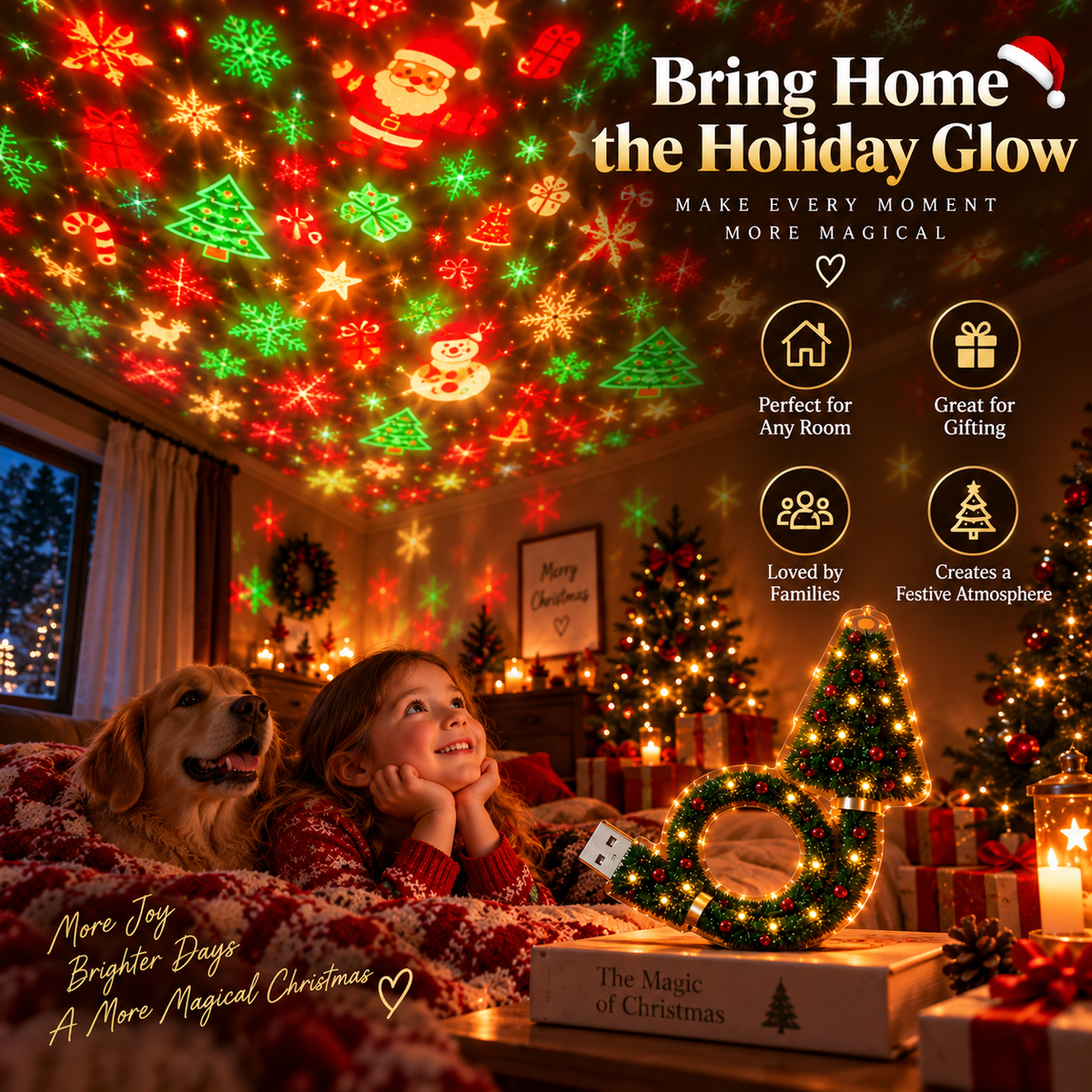 💥Last day 50% off 丨REBYIPO® Turn Any Room Into Christmas Magic | USB Projection Light with 6+ Festive Designs🎄