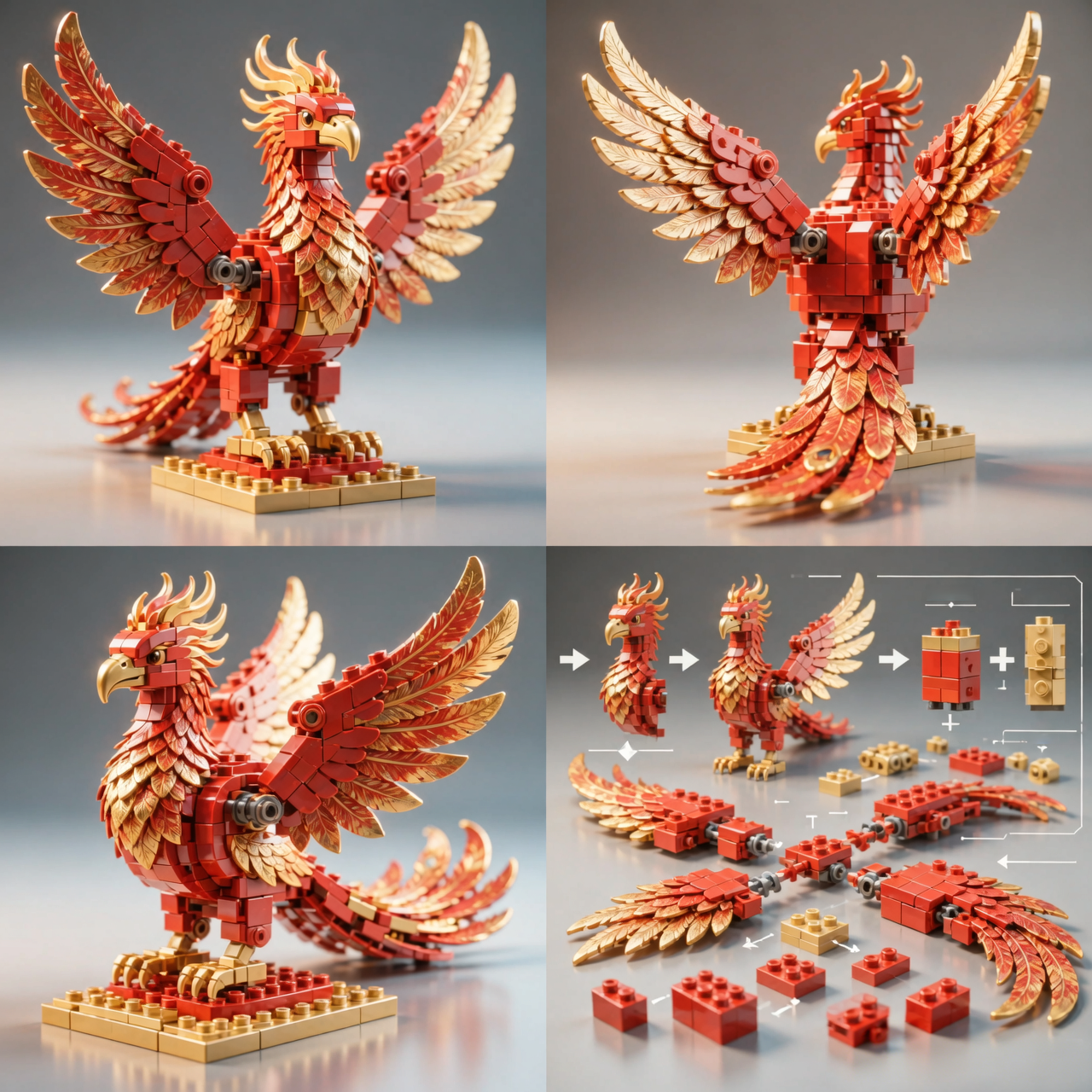 Majestic Fire Phoenix — Premium Display Building Block Set (693 PCS)