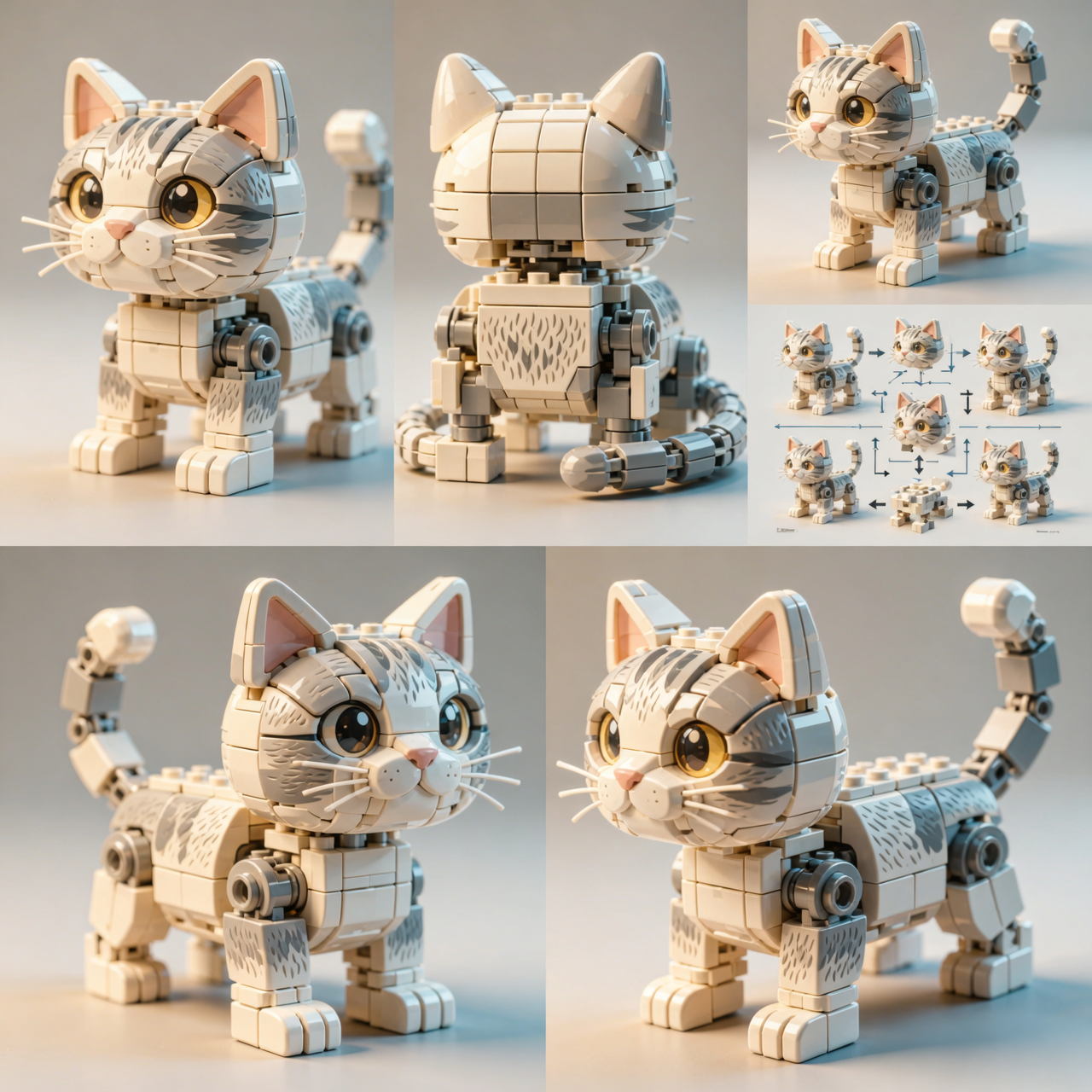 CAT Building Block Set — Cute Tabby Cat Model (825 PCS)