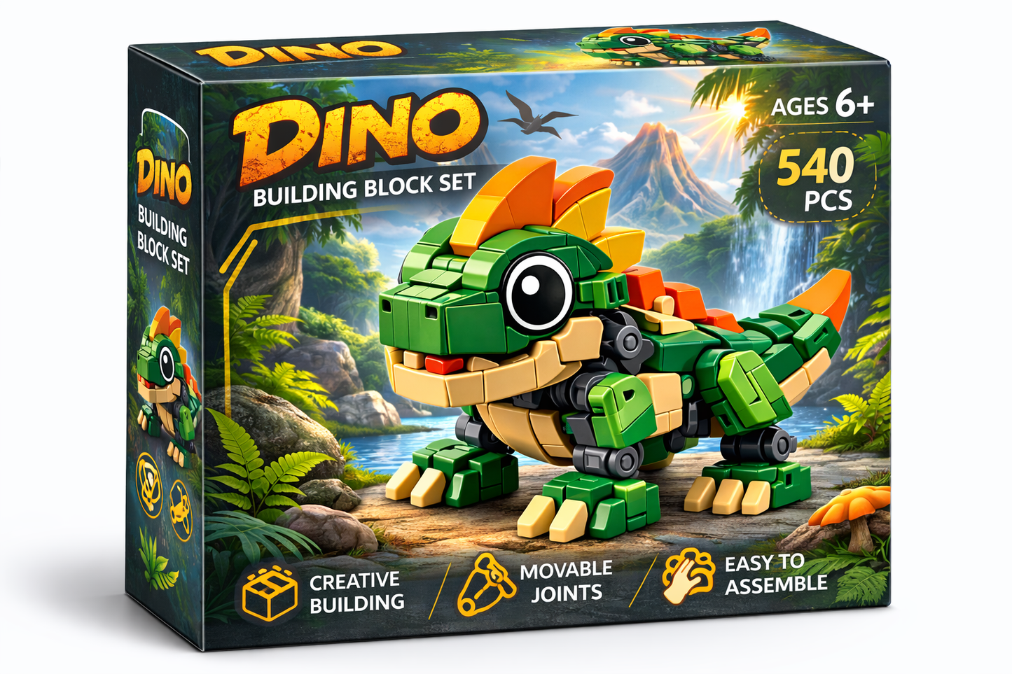DINO Building Block Set — Cute Spiky Dino (540 PCS, Ages 6+)
