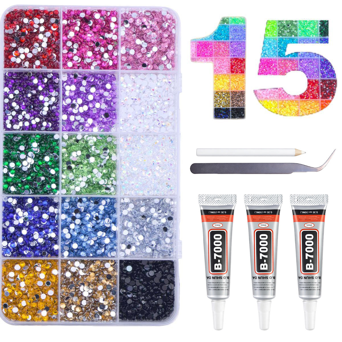 💎32,000Pcs 3mm High-Quality Resin Rhinestones for Crafts with Tweezers & Glue, Non-Hotfix Flatback Gems for Nail Art, Clothing, Tumblers, DIY Decorations