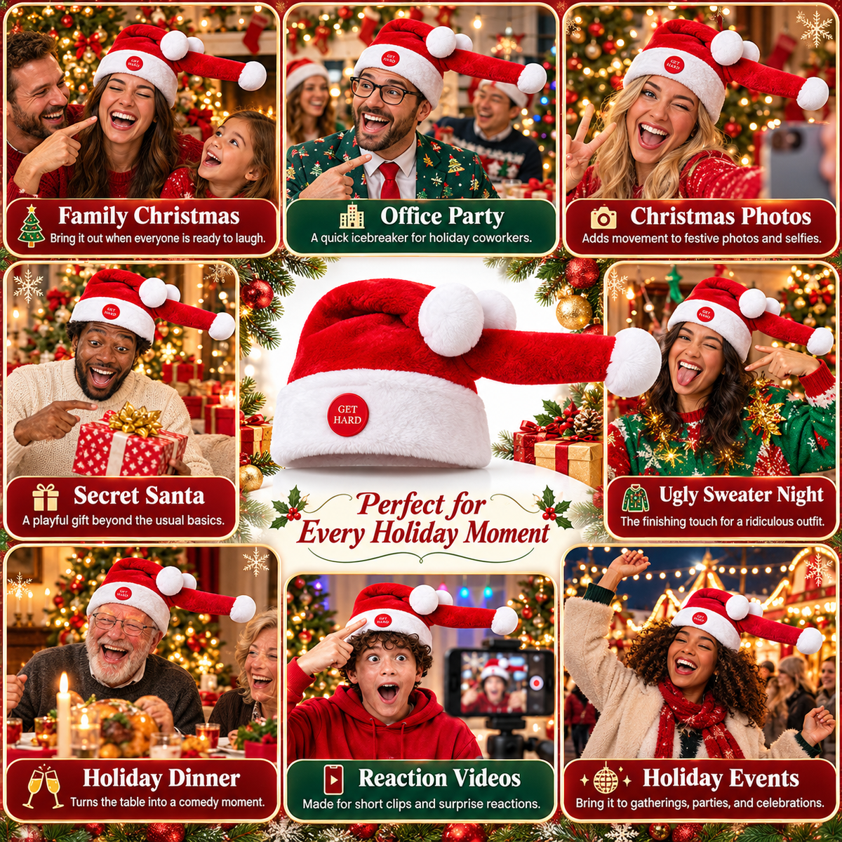 💥 Last Day 50% OFF | Baicloud® Singing & Dancing Santa Hat 🎅 – Music, Motion & Christmas Party Fun
