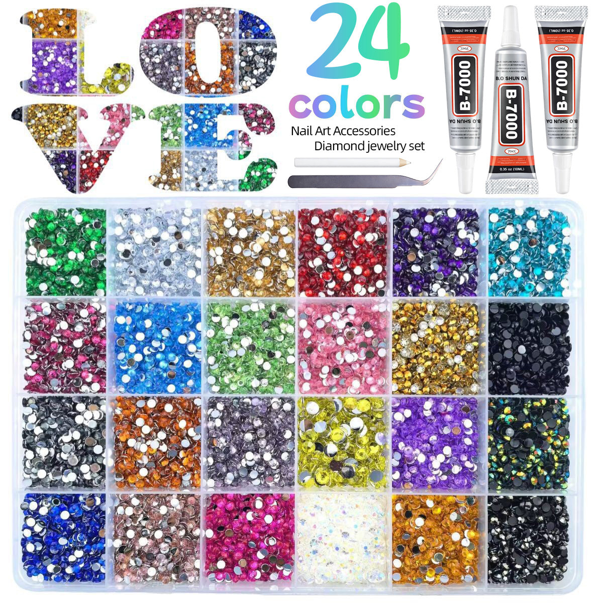 💎32,000Pcs 3mm High-Quality Resin Rhinestones for Crafts with Tweezers & Glue, Non-Hotfix Flatback Gems for Nail Art, Clothing, Tumblers, DIY Decorations