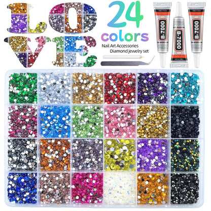 💎32,000Pcs 3mm High-Quality Resin Rhinestones for Crafts with Tweezers & Glue, Non-Hotfix Flatback Gems for Nail Art, Clothing, Tumblers, DIY Decorations