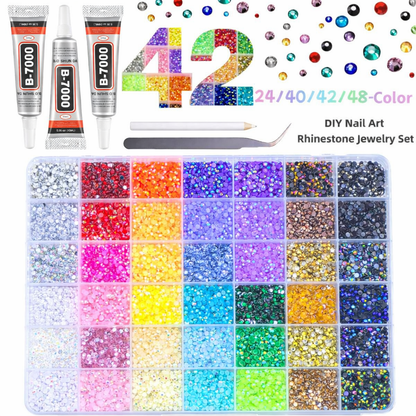 💎32,000Pcs 3mm High-Quality Resin Rhinestones for Crafts with Tweezers & Glue, Non-Hotfix Flatback Gems for Nail Art, Clothing, Tumblers, DIY Decorations