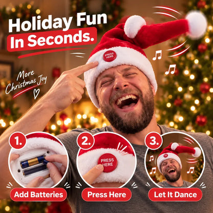💥 Last Day 50% OFF | Baicloud® Singing & Dancing Santa Hat 🎅 – Music, Motion & Christmas Party Fun