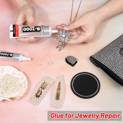 💎💎B7000 Clear Adhesive — Includes Precision Rhinestone Picker Pen and Tweezers — Ideal for Rhinestone Application and Crafting