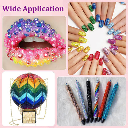 💎32,000Pcs 3mm High-Quality Resin Rhinestones for Crafts with Tweezers & Glue, Non-Hotfix Flatback Gems for Nail Art, Clothing, Tumblers, DIY Decorations