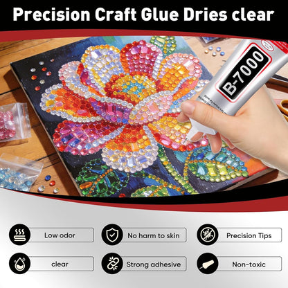 💎💎B7000 Clear Adhesive — Includes Precision Rhinestone Picker Pen and Tweezers — Ideal for Rhinestone Application and Crafting