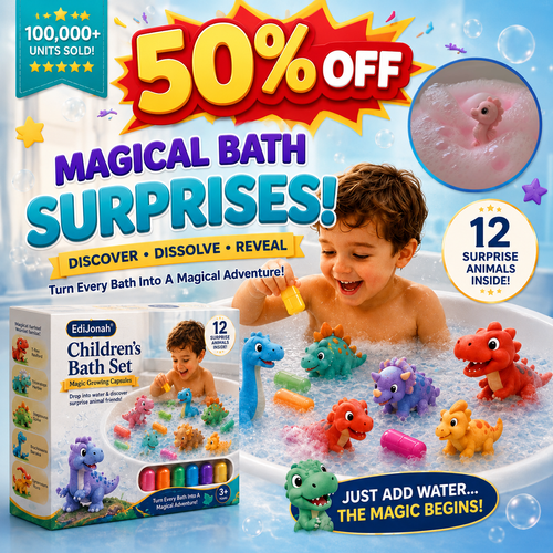 EdiJonah® Kids Bath Set – Magic Animal Capsules for Learning & Play (Turn Bath Time Into a Fun Discovery Adventure)