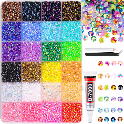 💎32,000Pcs 3mm High-Quality Resin Rhinestones for Crafts with Tweezers & Glue, Non-Hotfix Flatback Gems for Nail Art, Clothing, Tumblers, DIY Decorations