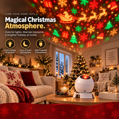 ✨ REBYIPO® Christmas Projection Light — USB-Powered Holiday Magic for Rooms & Ceilings 🎄