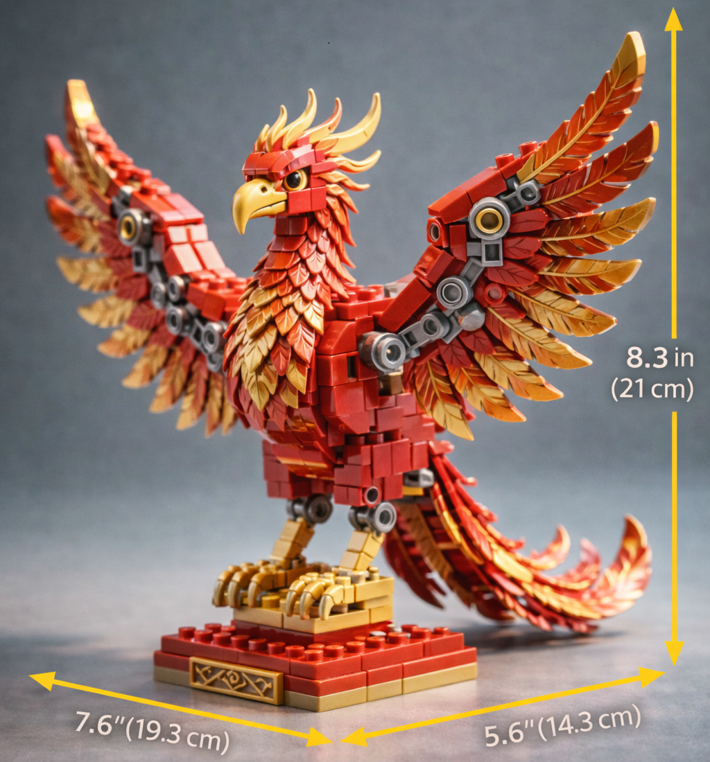 Majestic Fire Phoenix — Premium Display Building Block Set (693 PCS)