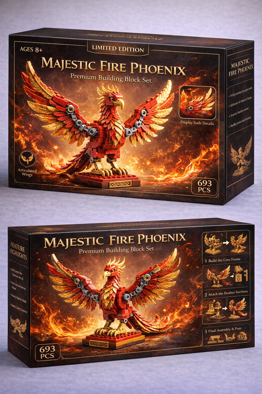 Majestic Fire Phoenix — Premium Display Building Block Set (693 PCS)