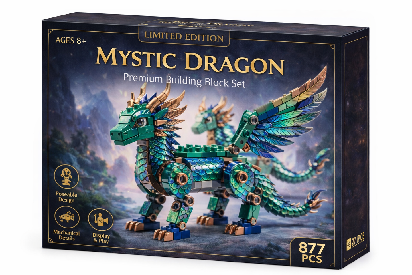 Mystical Dragon — Premium Building Block Display Model (586 PCS)
