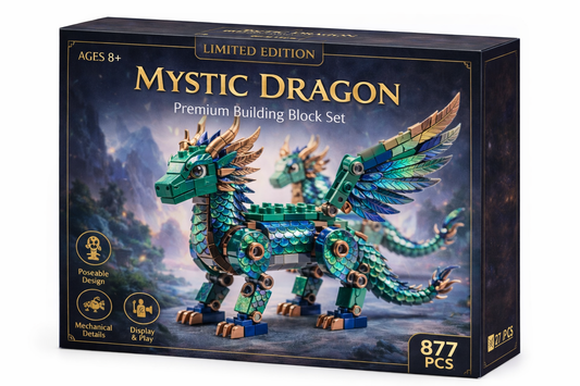Mystical Dragon — Premium Building Block Display Model (586 PCS)