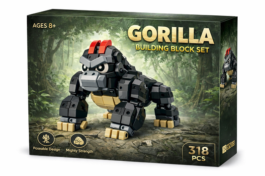 Gorilla Building Block Set — Poseable “Mighty Strength” Model (318 PCS, Ages 8+)