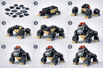 Gorilla Building Block Set — Poseable “Mighty Strength” Model (318 PCS, Ages 8+)