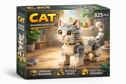 CAT Building Block Set — Cute Tabby Cat Model (825 PCS)