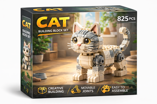 CAT Building Block Set — Cute Tabby Cat Model (825 PCS)