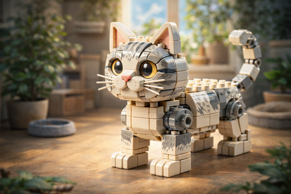CAT Building Block Set — Cute Tabby Cat Model (825 PCS)