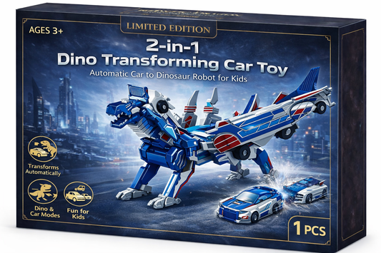 2-in-1 Dino Transforming Car Toy – Automatic Car to Dinosaur Robot for Kids