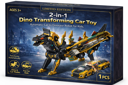 2-in-1 Dino Transforming Car Toy – Automatic Car to Dinosaur Robot for Kids