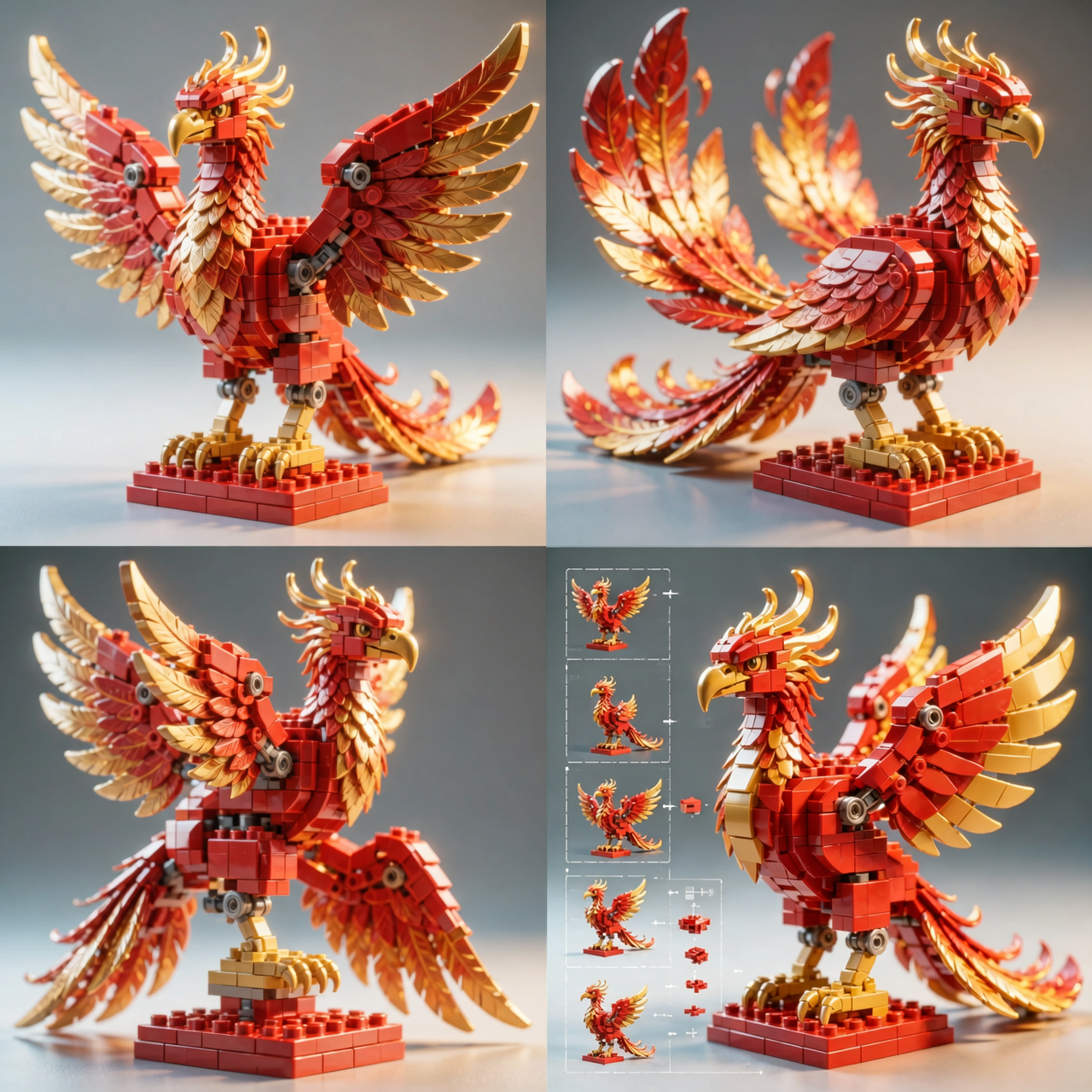 Majestic Fire Phoenix — Premium Display Building Block Set (693 PCS)