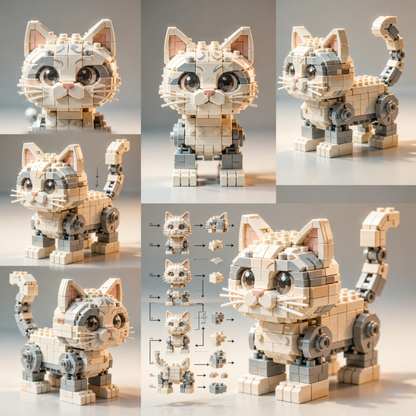 CAT Building Block Set — Cute Tabby Cat Model (825 PCS)