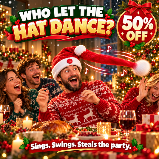 💥 Last Day 50% OFF | Baicloud® Singing & Dancing Santa Hat 🎅 – Music, Motion & Christmas Party Fun