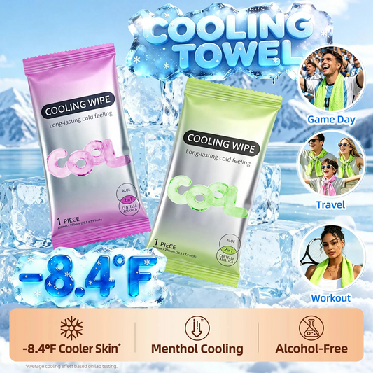 BQODQO® Cooling Towels & XL Menthol Cooling Wipes Instant Cooling Relief for Summer Heat, Sports, Travel & Outdoor Activities