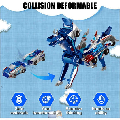 2-in-1 Dino Transforming Car Toy – Automatic Car to Dinosaur Robot for Kids