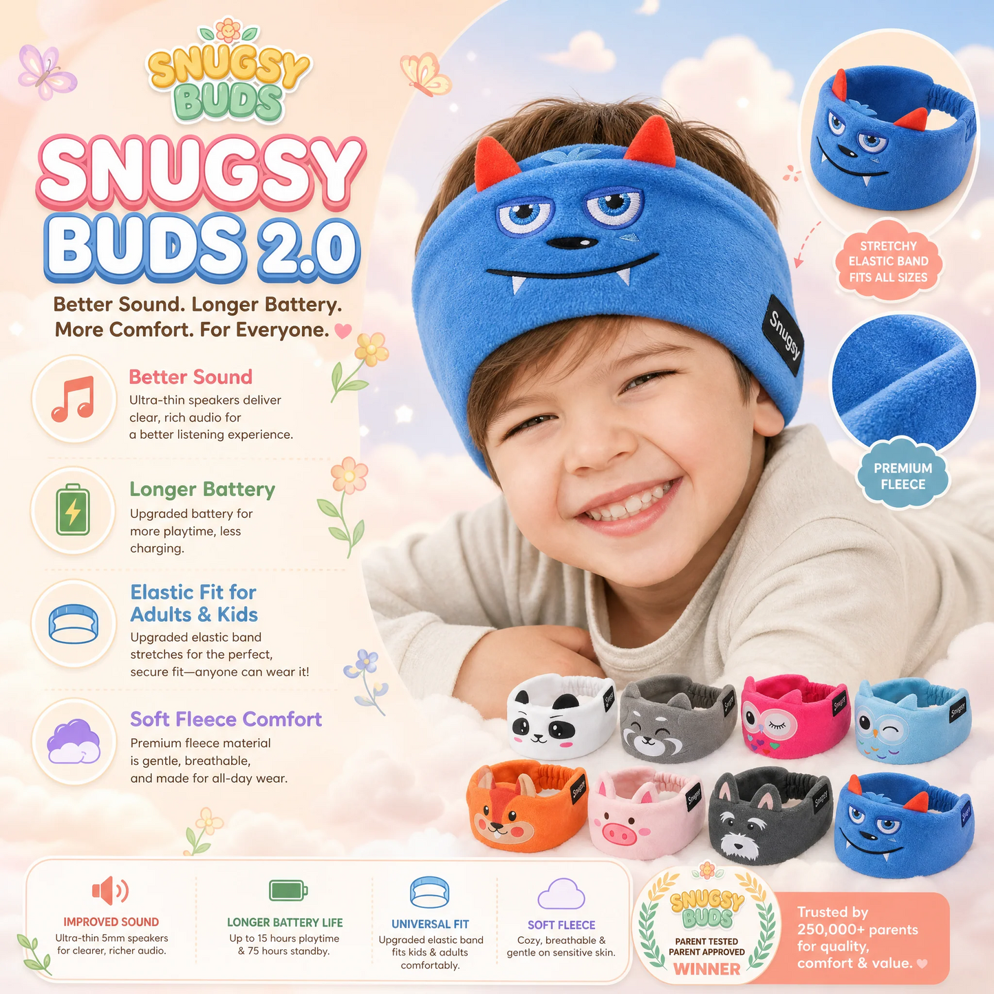 🎧 Sfrcord® Cozy Kids Headband Headphones – Soft, Comfortable & Sleep-Friendly